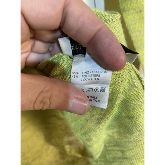 Roberto Collina Italian Luxury Fine Knit Linen Blend Sweater Bright Green Small - Picture 9 of 11